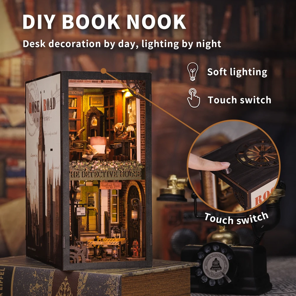 CUTEBEE-Book-Nook-3D-Puzzle-Miniature-Doll-House-Kit-With-Touch-Light-Dust-Cover-DIY-Booknook