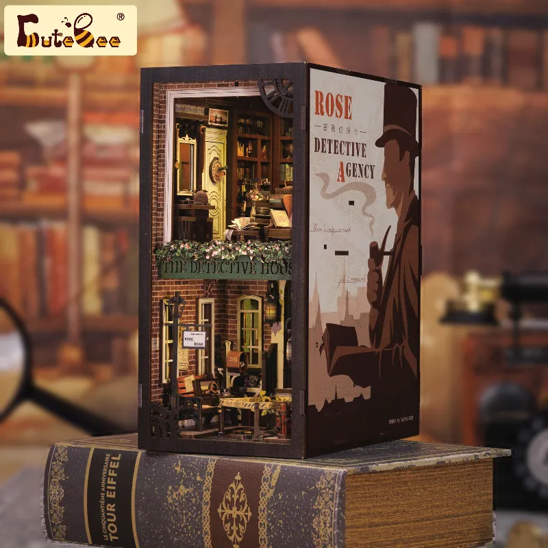 CUTEBEE-Book-Nook-3D-Puzzle-Miniature-Doll-House-Kit-With-Touch-Light-Dust-Cover-DIY-Booknook