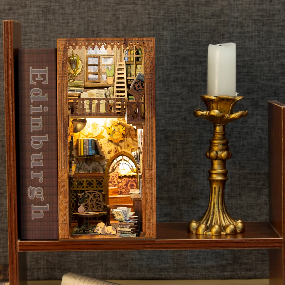CUTEBEE-DIY-Book-Nook-Miniature-House-Booknook-Shelf-Insert-Retro-Eternal-Bookstore-Led-Lights-Model-For