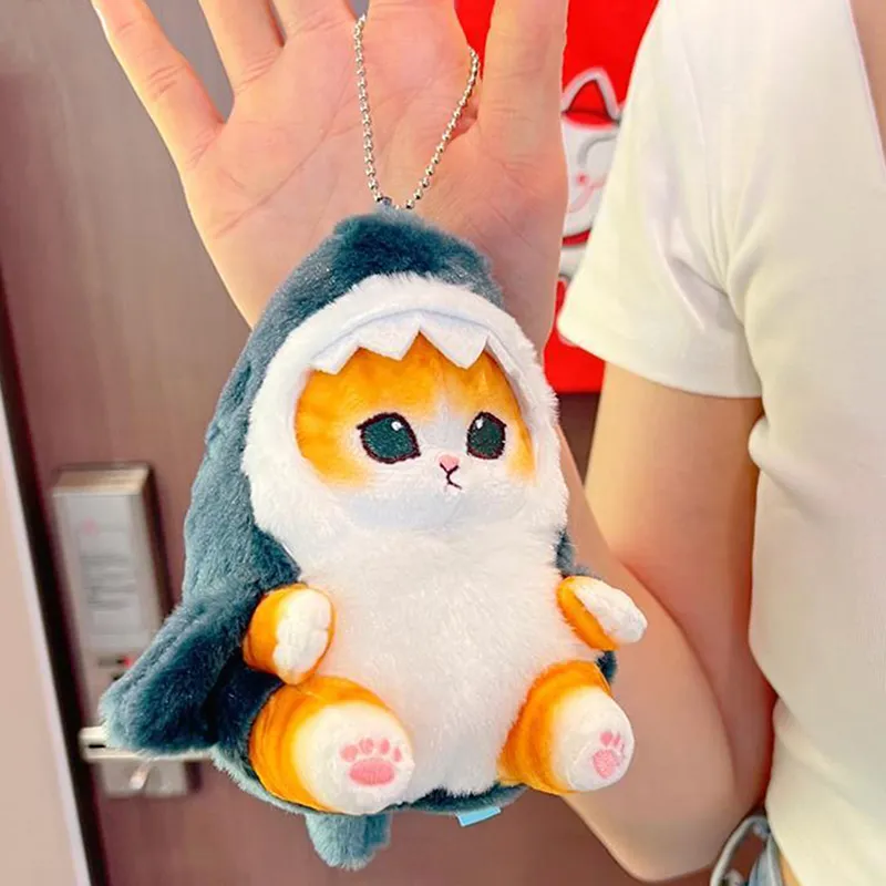 Cute-Shark-Cat-Soft-Toys-Fried-Shrimp-Cat-Plush-Doll-Pendant-Stuffed-Animal-Keychain-Room-Car