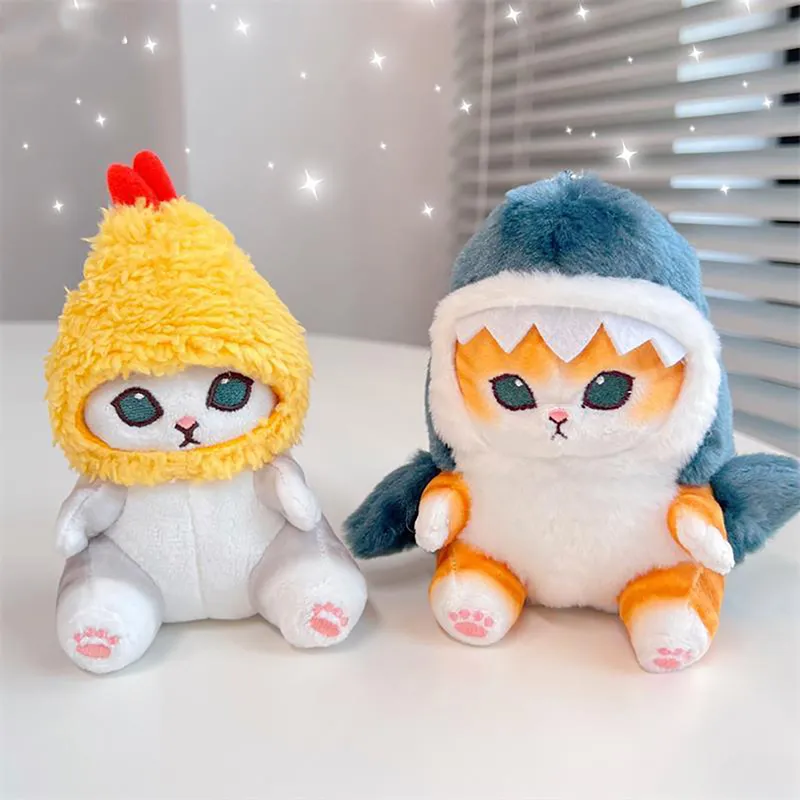 Cute-Shark-Cat-Soft-Toys-Fried-Shrimp-Cat-Plush-Doll-Pendant-Stuffed-Animal-Keychain-Room-Car
