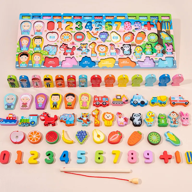 QWZ-Kids-Montessori-Educational-Wooden-Math-Toys-Children-Busy-Board-Count-Shape-Colors-Match-Fishing-Puzzle